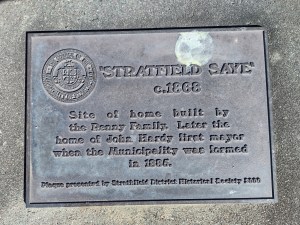 Plaque erected in Strathfield Avenue near the site of the original Strathfield House x.1868. Erected in 2000