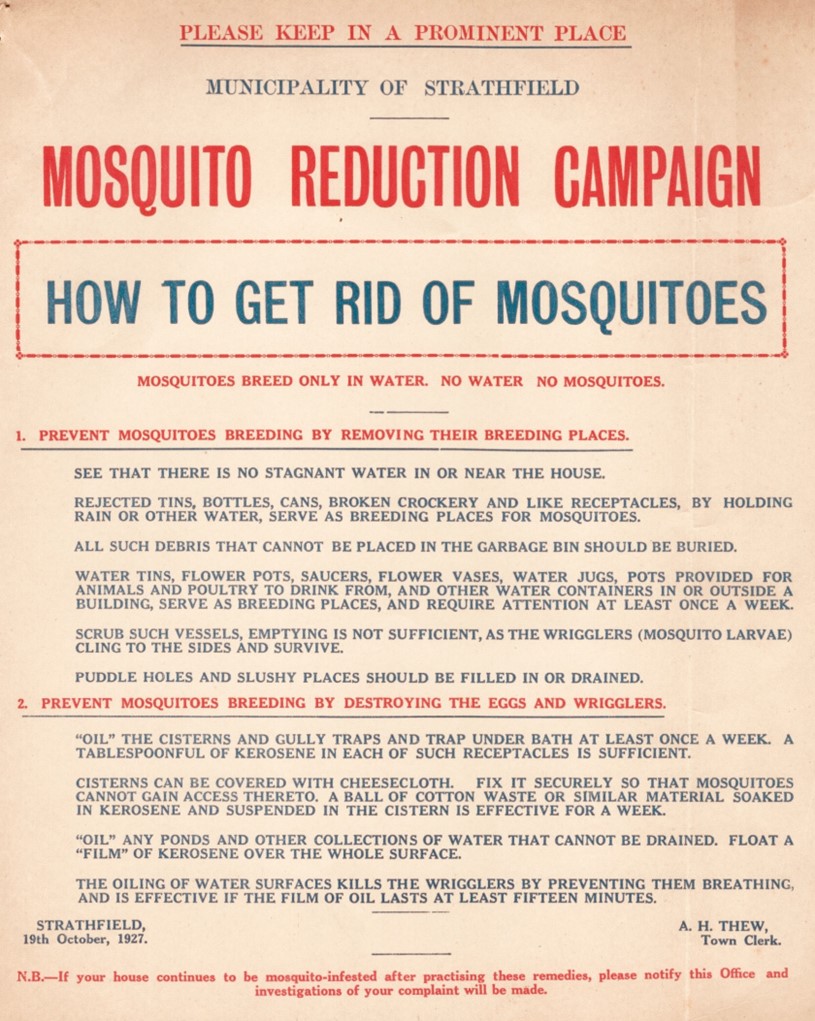 Strathfield Council Mosquito Reduction Campaign October 1927