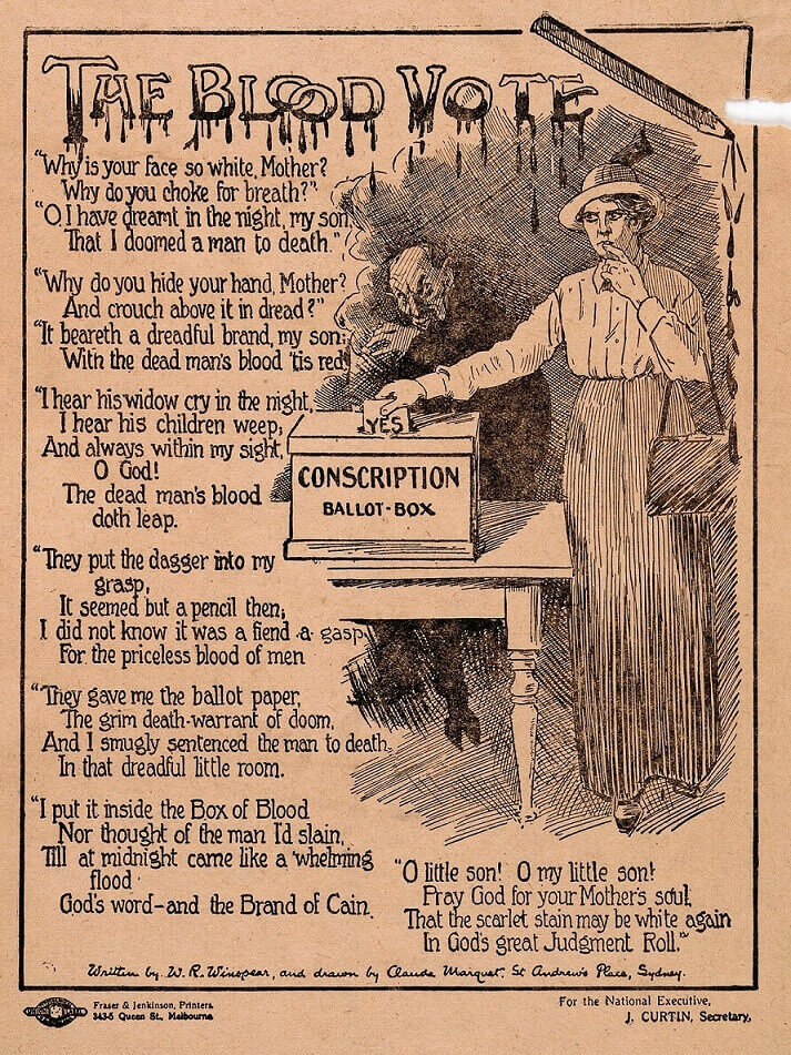 The-Blood-Vote - Anti-Conscription poster